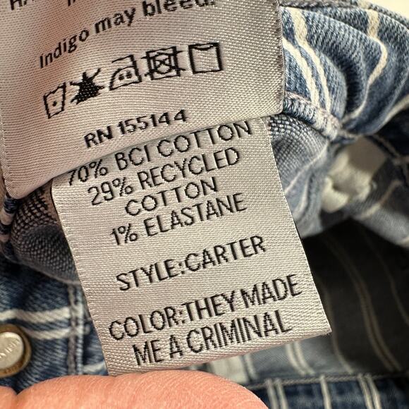 Boyish Jeans Womens 26 Blue Carter Striped They Made Me a Criminal Cotton Blend - Picture 7 of 15
